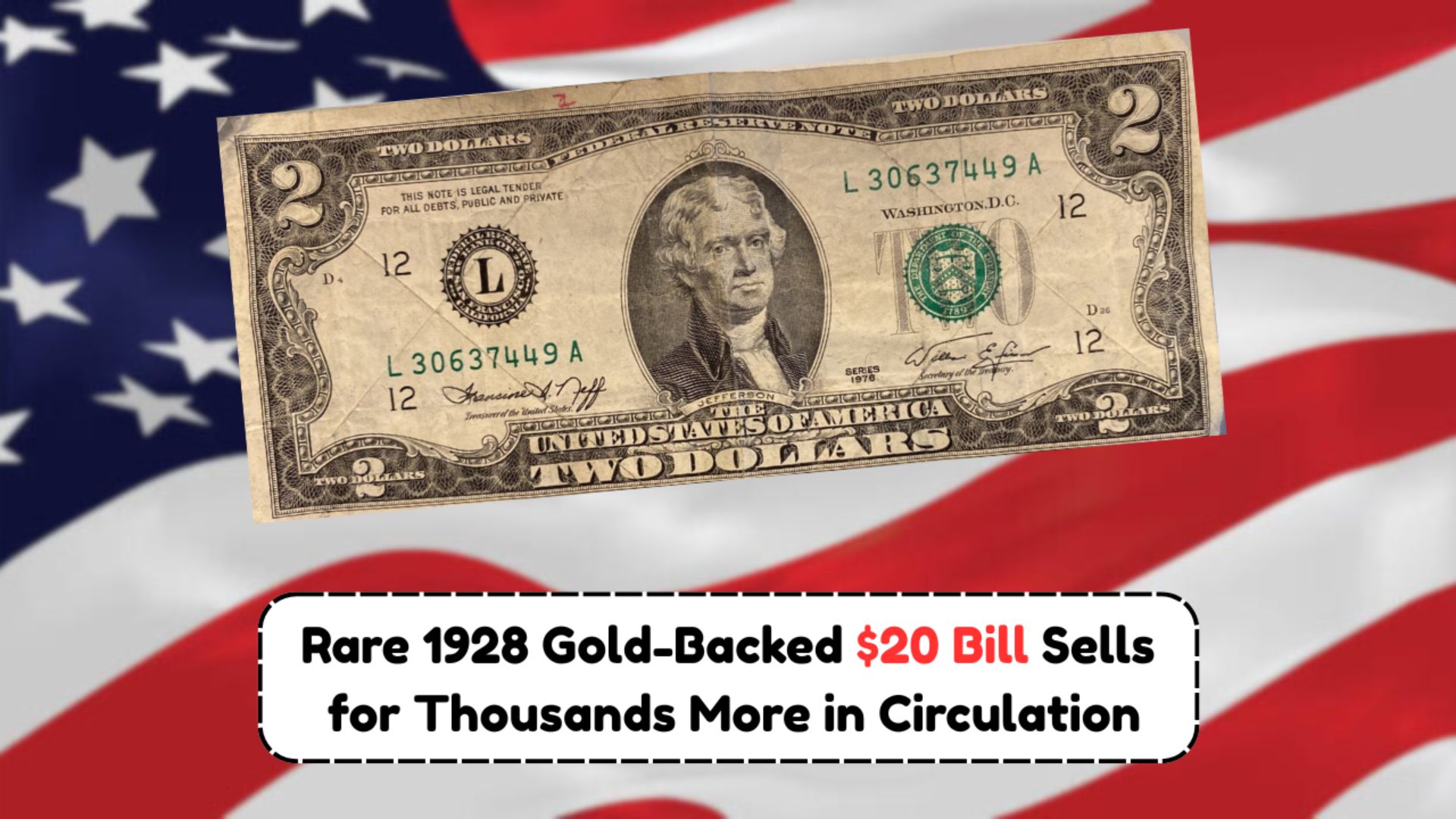 Rare 1928 Gold-Backed $20 Bill
